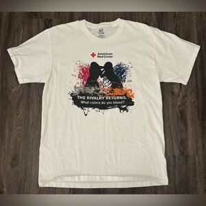 Vintage Men’s American Red Cross Logo Rivalry Football White T-Shirt - Large